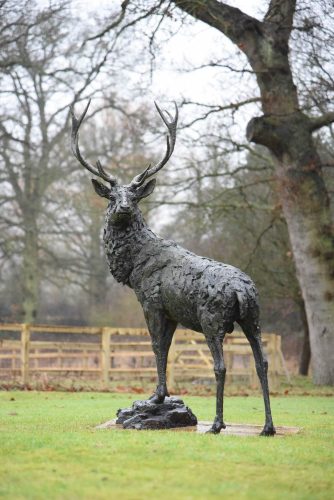 Life size bronze stag