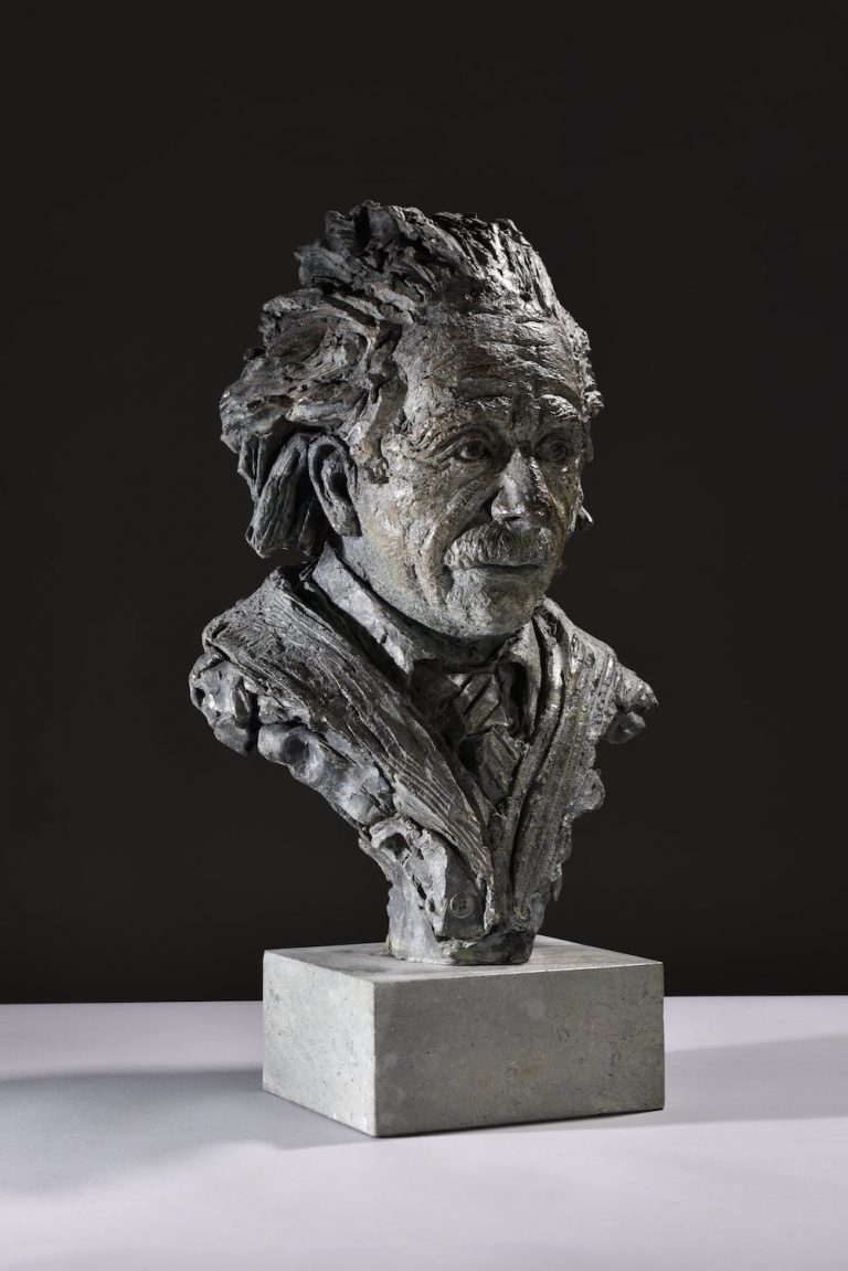 bronze bust of Albert Einstein
