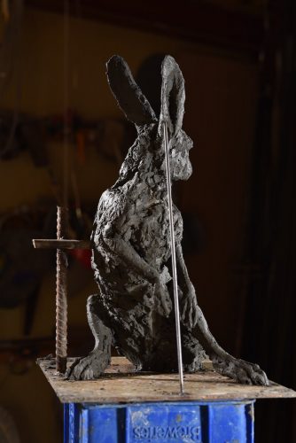 Hare Looking Back clay model