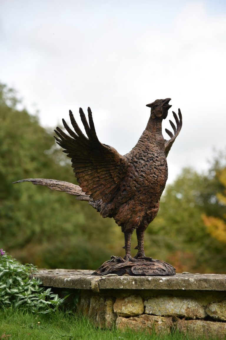 Bronze pheasant sculpture