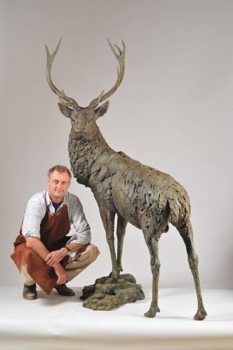 Hamish with life size stag bronze