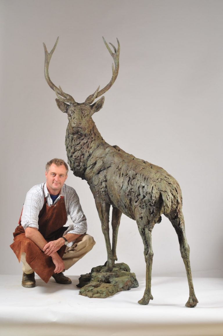Life size Stag Bronze sculpture by Hamish Mackie