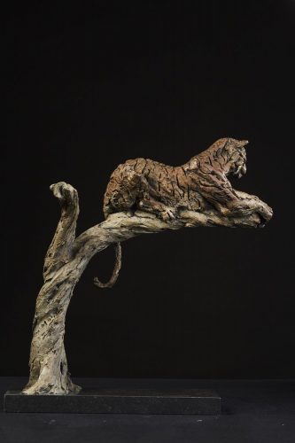 Tiger in Tree sculpture