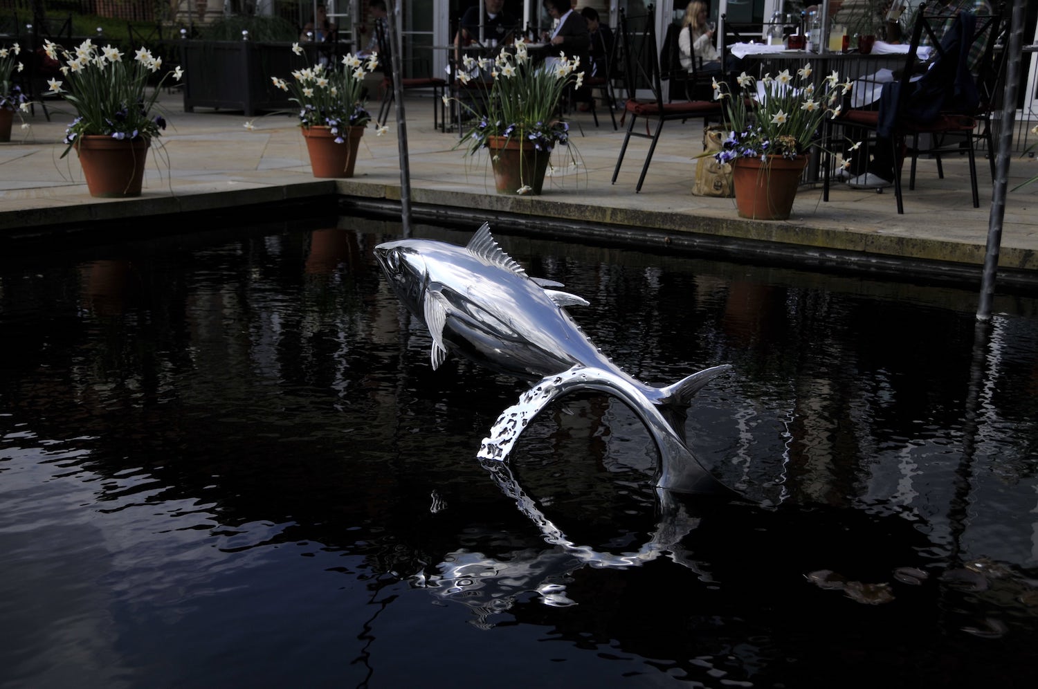 Tuna sculpture over water