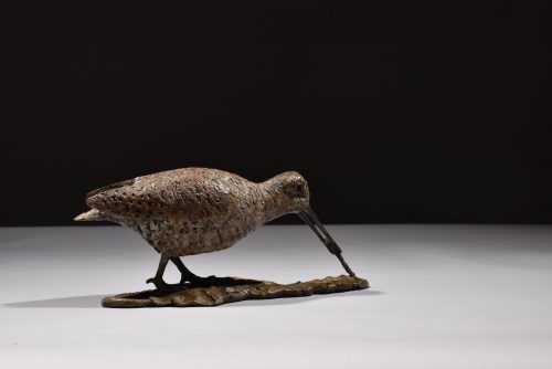 Woodcock Eating Worm sculpture