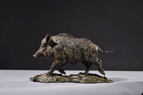 wild boar keiler in bronze