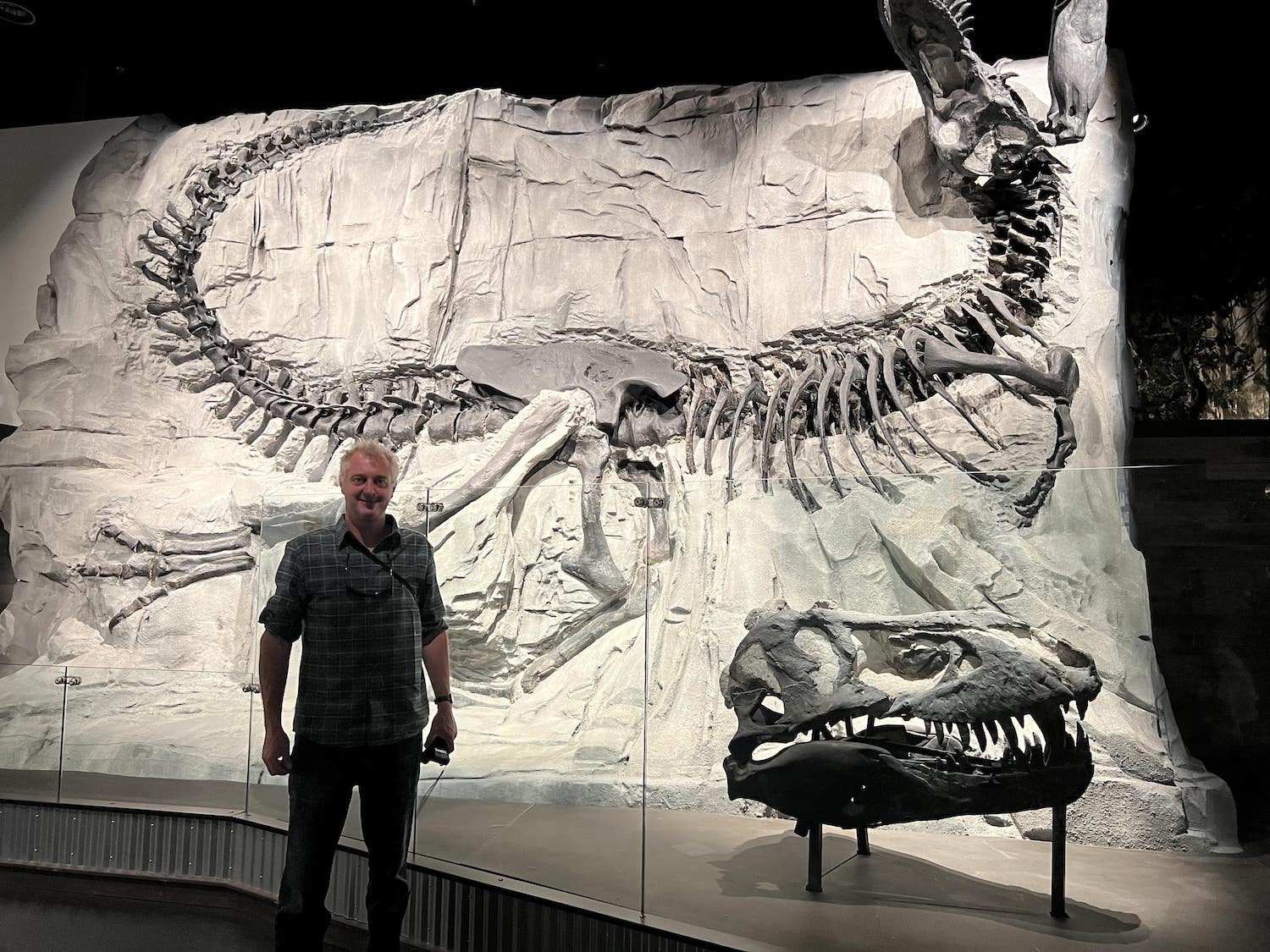 Hamish with dinosaur fossil