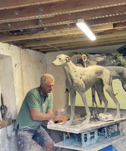 Hamish Mackie's clay model of greyhound