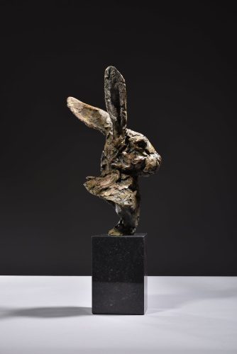 bronze of hare head