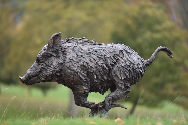 Mackie's bronze wild boar legs under sculpture