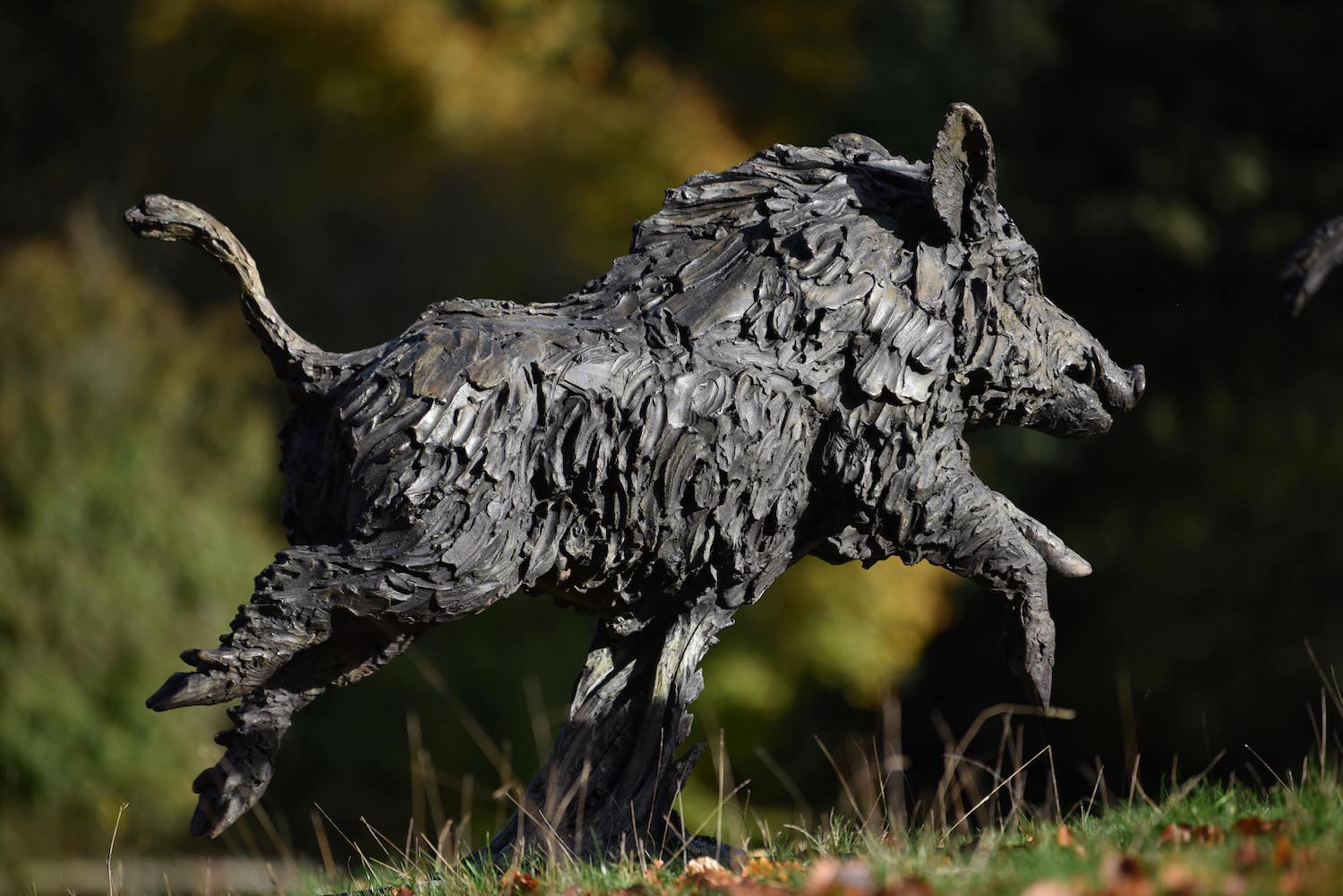 bronze sculpture of wild boar