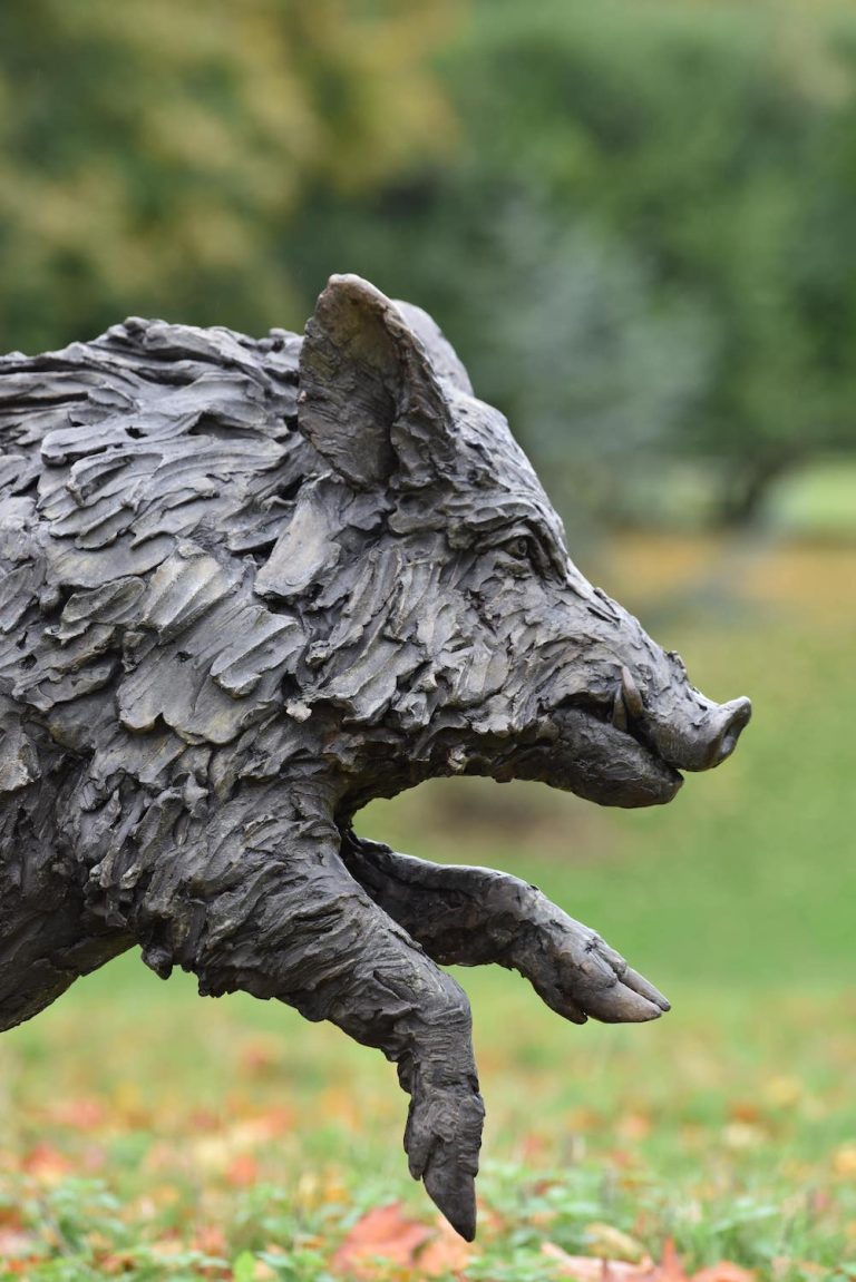 wild boar sculpture up close