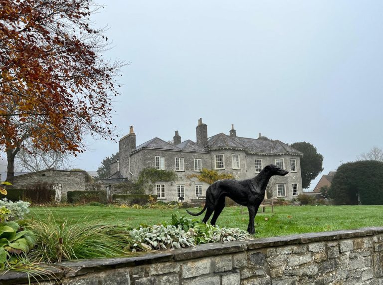 bronze sculpture of greyhound