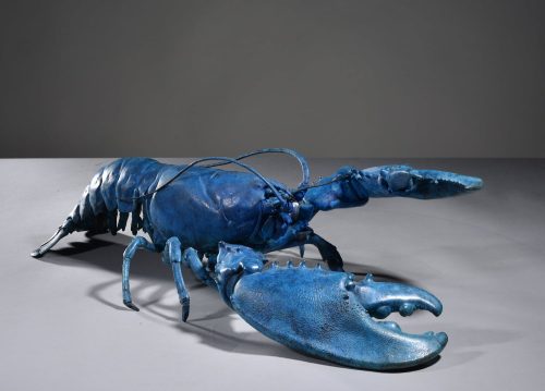 Blue lobster sculpture
