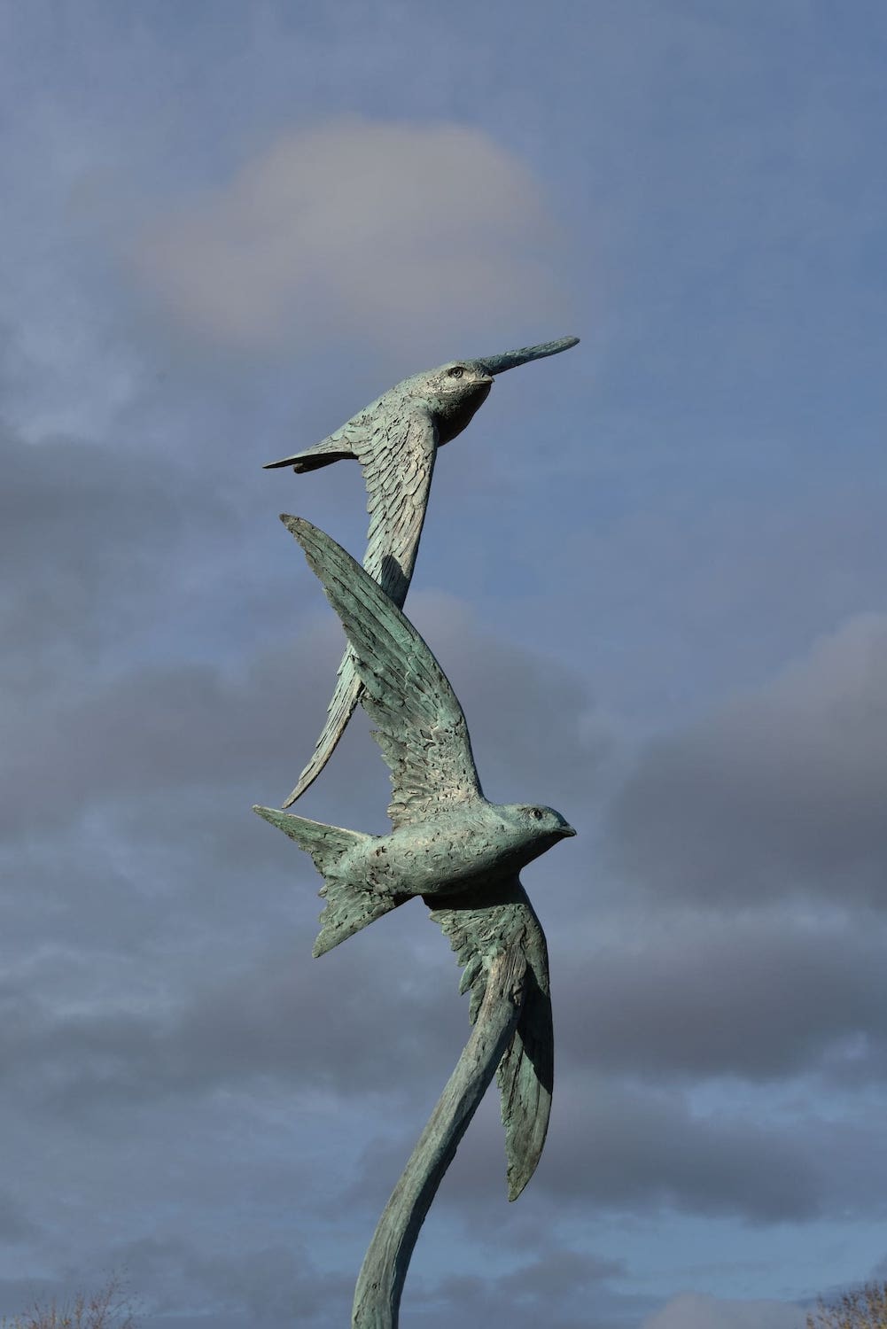 Bronze swifts sculpture
