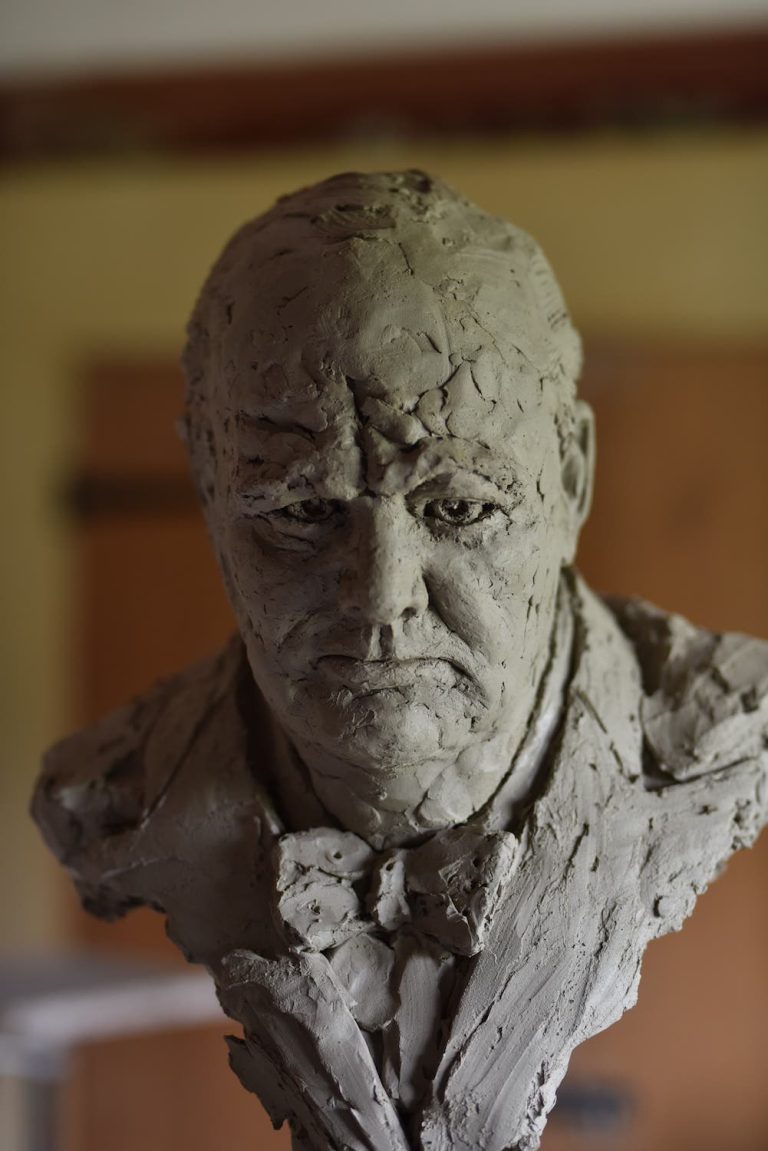clay bust of Churchill