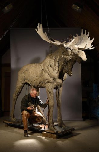 Hamish with bronze life size moose