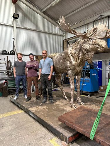 Moose sculpture in foundry