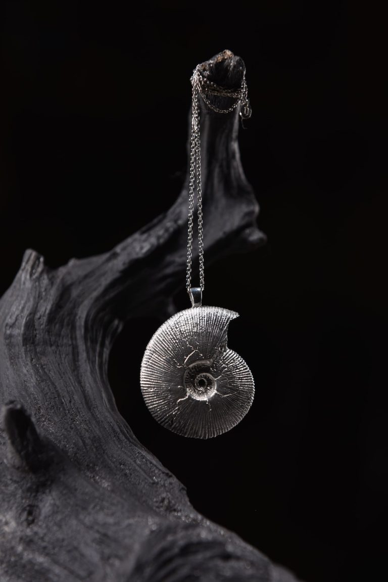 Silver ammonite pendant