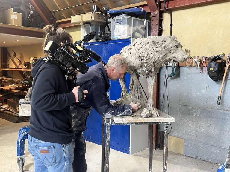 Pougatch media filming Hamish in studio