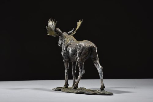 scaled bronze moose sculpture