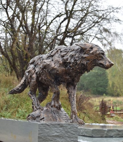 Life size wolf sculpture