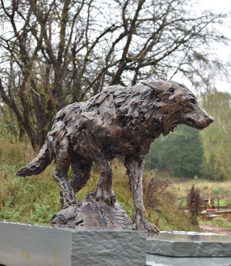 Life size wolf sculpture