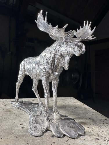 Mackie's silver moose sculpture