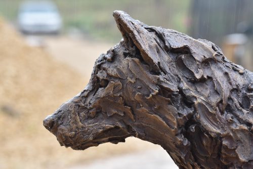 bronze wolf sculpture