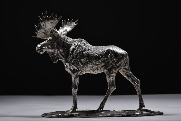 silver moose sculpture