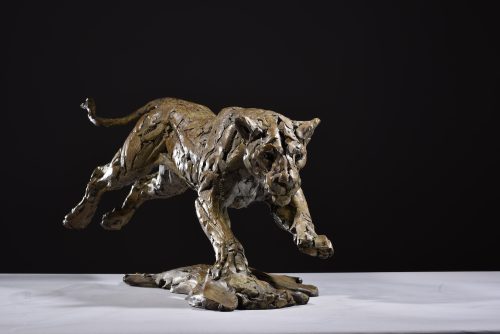 Mackie bronze lioness hunting