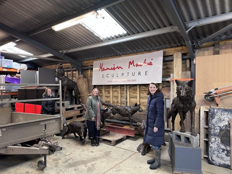 Nina Cambell and Joanna and Olivia at Hamish's studio