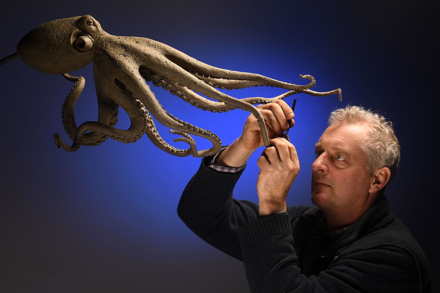 Hamish working on octopus sculpture