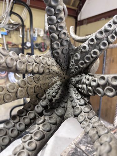 detail of Hamish's octopus sculpture showing suckers