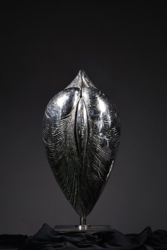 Stainless steel sculpture of Quahog Clam
