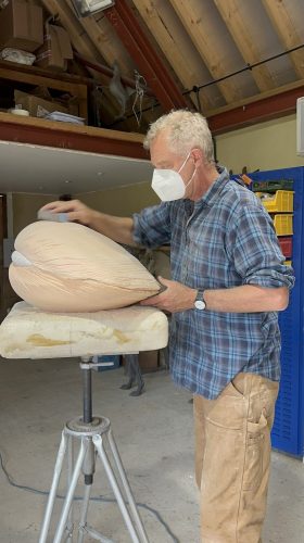 Hamish in studio with Quahog clam