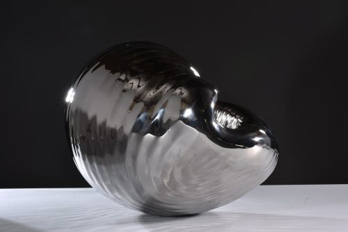 Mackie cowrie sculpture in stainless steel