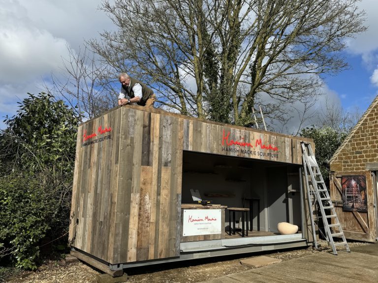 Hamish helping to build container for Chelsea