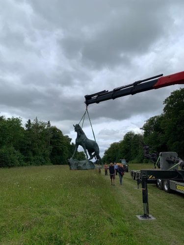 Andalusian sculpture being craned into position
