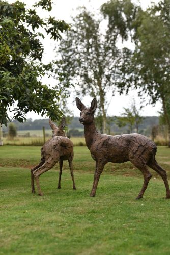 roe deer sculptures in bronze