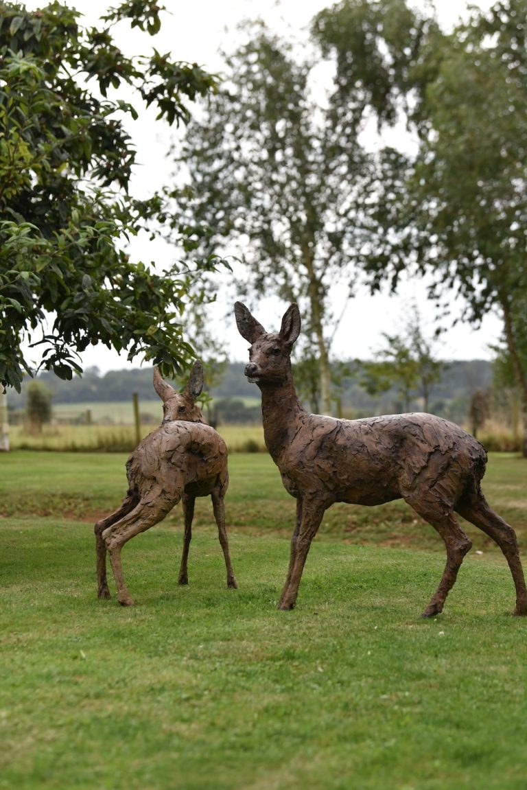 roe deer sculptures in bronze