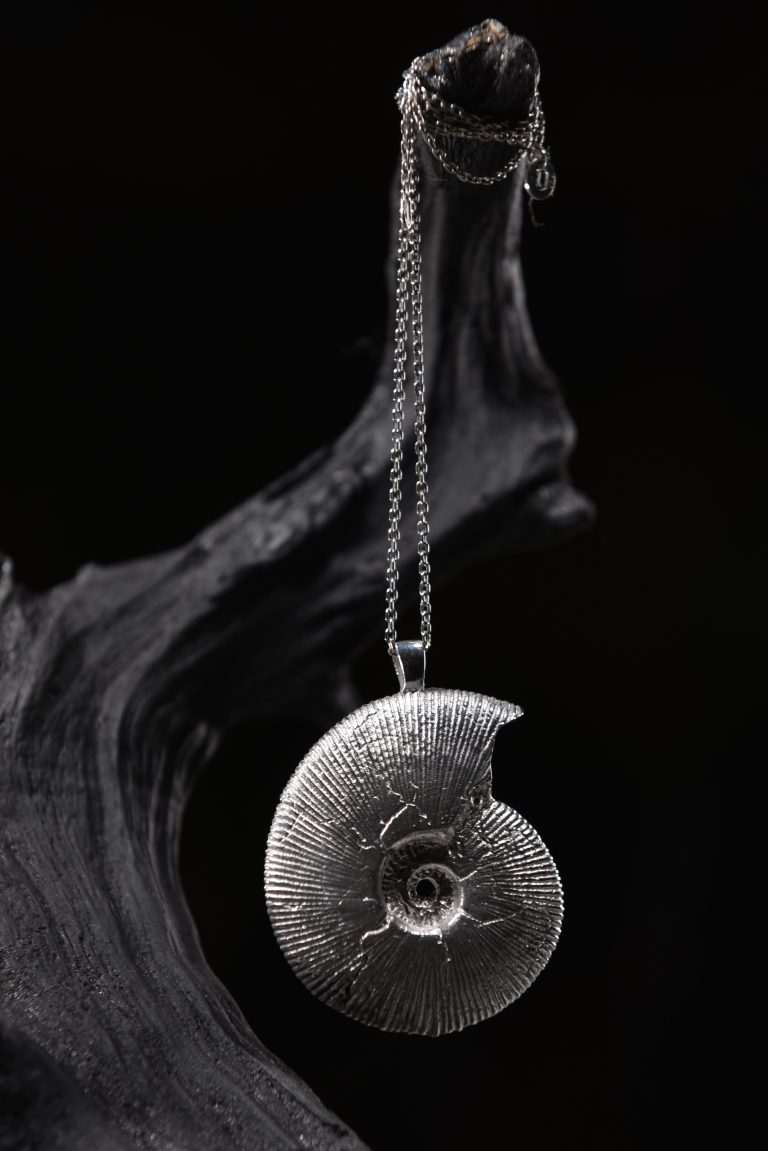Silver ammonite pendant by Mackie