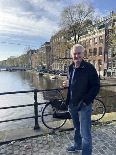 Hamish in Amsterdam on bridge