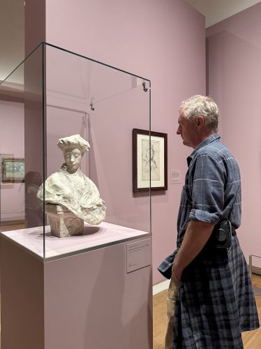 Hamish looking at sculpture