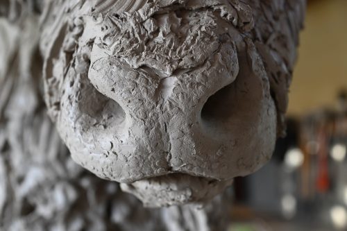 close up of highland cow sculpture