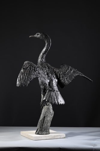 sculpture of cormorant