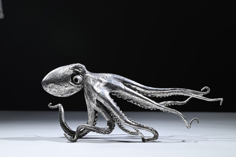 silver octopus sculpture