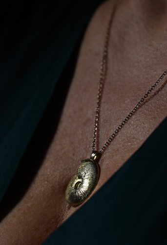 gol ammonite pendant shown on model