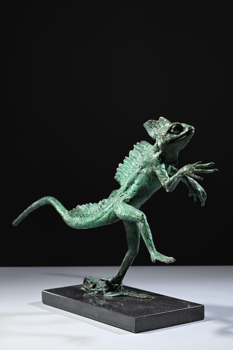 Bronze sculpture of Jesus Lizard