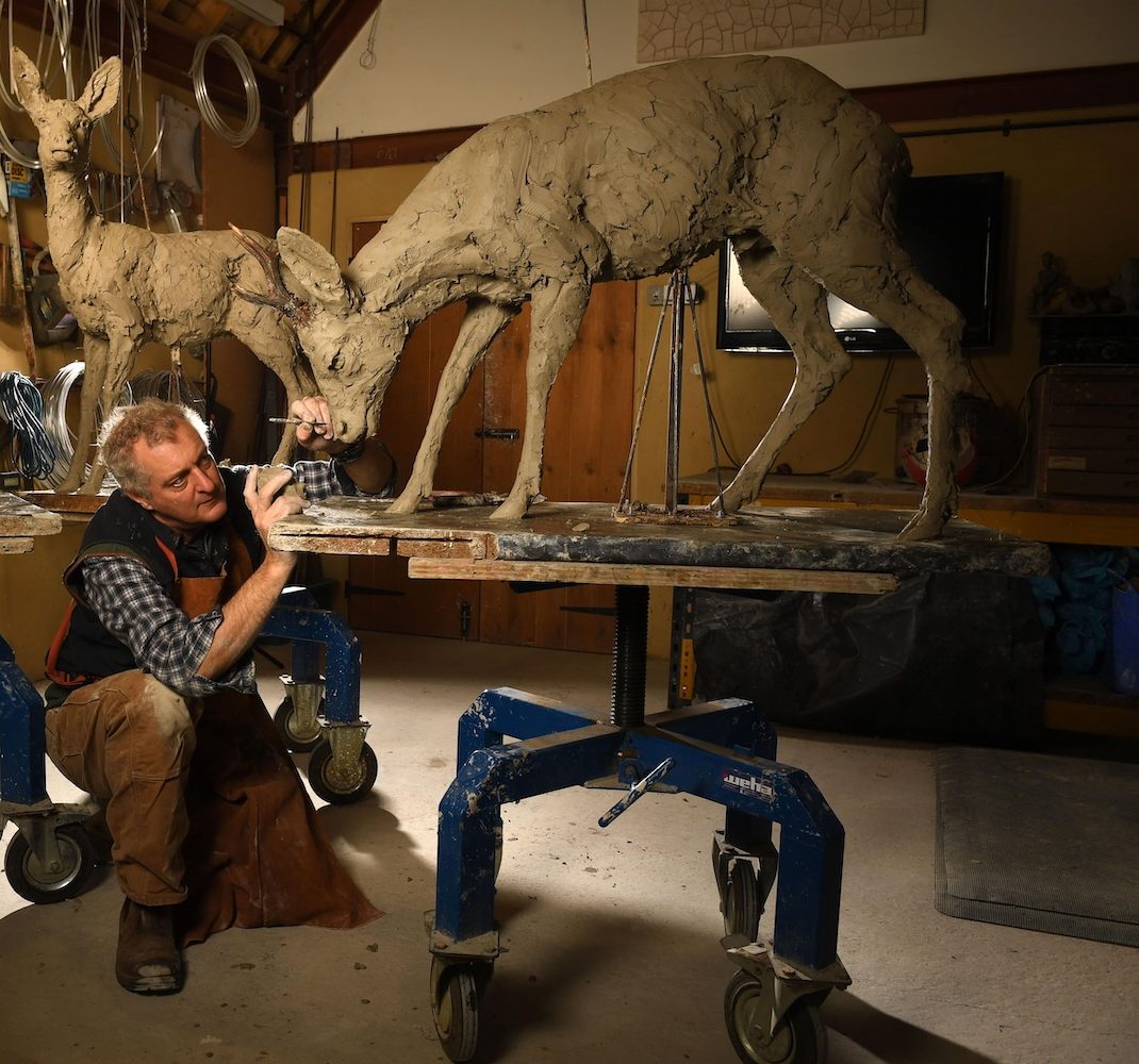 Hamish sculpting deer